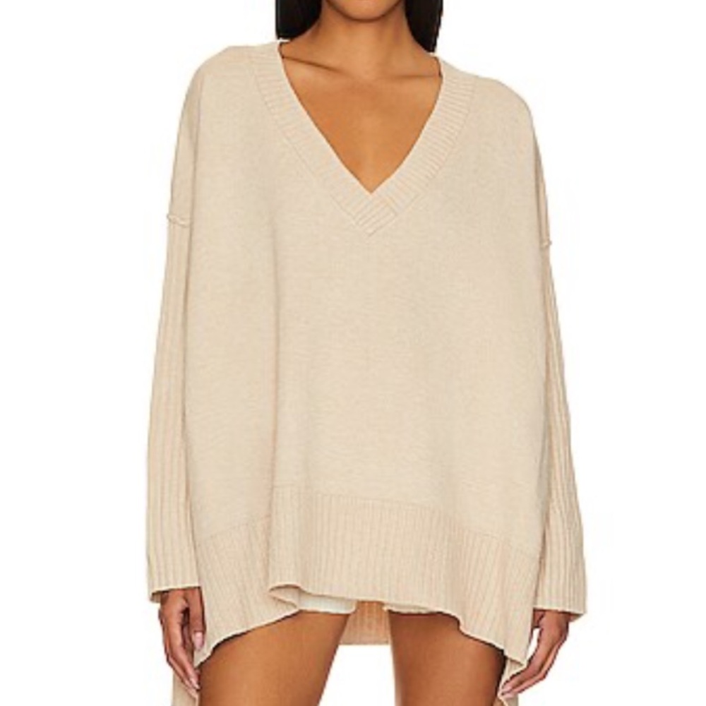 Free People Orion Tunic Sweater in Almond color NWT